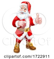 Poster, Art Print Of Santa Claus Thumbs Up Pointing Christmas Cartoon