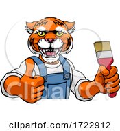 Tiger Painter Decorator Holding Paintbrush