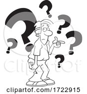 Poster, Art Print Of Cartoon Puzzled Indecisive Or Uncertain Guy With Question Marks