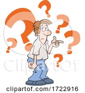 Poster, Art Print Of Cartoon Puzzled Indecisive Or Uncertain Man With Question Marks