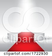 Poster, Art Print Of Display Podium With Red Carpet Under A Spotlight