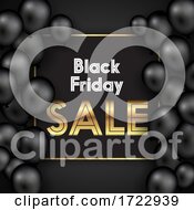 Black Friday Background With Balloons And Gold Text