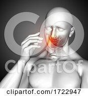 3D Male Medical Figure With Close Up Of Jaw Bone