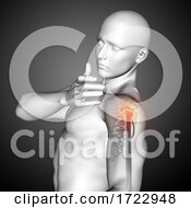 Poster, Art Print Of 3d Male Medical Figure With Close Up Of Shoulder