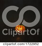 Poster, Art Print Of 3d Halloween Background With Pumpkin In Grunge Interior