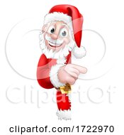 Poster, Art Print Of Santa Peeking Christmas Cartoon Sign Pointing