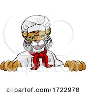 Poster, Art Print Of Wildcat Chef Mascot Sign Cartoon Character