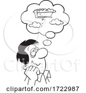 Poster, Art Print Of Cartoon Man Daydreaming Of Pie In The Sky
