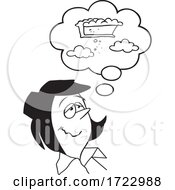 Cartoon Woman Daydreaming Of Pie In The Sky