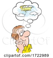 Poster, Art Print Of Cartoon Guy Daydreaming Of Pie In The Sky