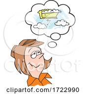 Poster, Art Print Of Cartoon Lady Daydreaming Of Pie In The Sky