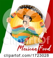 Poster, Art Print Of Mexican Man With Maracas And A Taco
