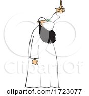 Cartoon Muslim Cleric Wearing A Mask And Holding Up A Finger