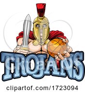 Poster, Art Print Of Trojan Spartan Basketball Sports Mascot