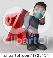 3D Hispanic Man Wearing A Mask On A Shaded Background by KJ Pargeter