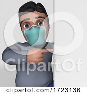 Poster, Art Print Of 3d Hispanic Man Wearing A Mask On A Shaded Background