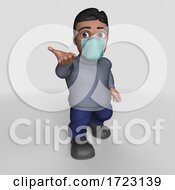 Poster, Art Print Of 3d Hispanic Man Wearing A Mask On A Shaded Background