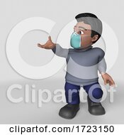 Poster, Art Print Of 3d Hispanic Man Wearing A Mask On A Shaded Background