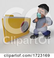 3D Hispanic Man Wearing A Mask On A Shaded Background