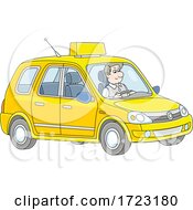 Poster, Art Print Of Man Driving A Taxi