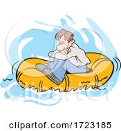 Poster, Art Print Of Cartoon Lost Man Adrift On A Raft