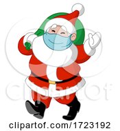 Cartoon Jolly Santa Wearing A Covid Mask