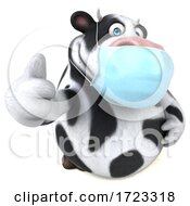 3d Holstein Cow Wearing A Mask On A White Background