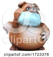 3d Bulldog Wearing A Mask On A White Background