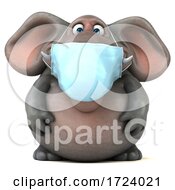 3d Elephant Wearing A Mask On A White Background