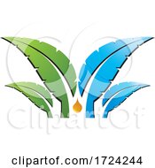 Poster, Art Print Of Blue And Green Leaves With A Droplet