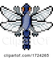 Poster, Art Print Of Dragonfly Bug Insect Pixel Art Video Game Icon