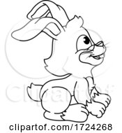 Easter Bunny Coloring Book Black And White Cartoon