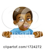 Happy Black Little Boy Cartoon Child Kid Sign