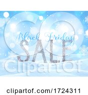 3D Black Friday Sale Background With Snowy Christmas Landscape