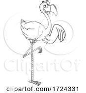 Black And White Pink Flamingo Waving by Hit Toon