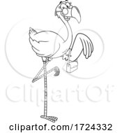 Black And White Female Pink Flamingo With A Purse by Hit Toon