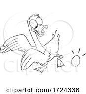 Black And White Goose Laying An Egg by Hit Toon