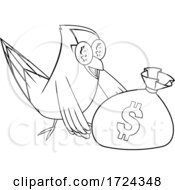Black And White Rich Goldfish With A Money Bag