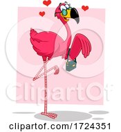 Poster, Art Print Of Female Pink Flamingo Bird With A Purse