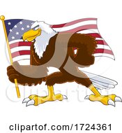 Bald Eagle Holding An American Flag
