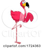 Poster, Art Print Of Pink Flamingo Waving