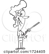 Cartoon Black And White Woman Using A Yard Stick by toonaday