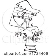 Cartoon Black And White Lady Over Prepped Against A Virus