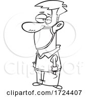 Cartoon Black And White Man Wearing A Mask Under His Nose