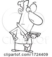 Cartoon Black And White Business Man Looking Angry And Checking His Watch