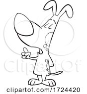 Cartoon Black And White Smart Dog Holding Up A Finger And Talking