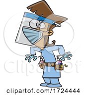 Cartoon Lady Over Prepped Against A Virus by toonaday