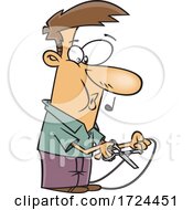 Cartoon Man Cutting A Cord by toonaday
