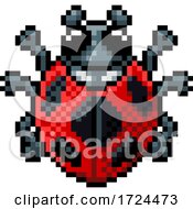 Ladybug Bug Insect Pixel Art Game Cartoon Icon by AtStockIllustration