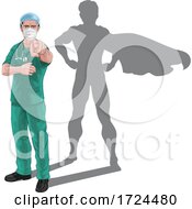 Poster, Art Print Of Superhero Nurse Doctor With Super Hero Shadow